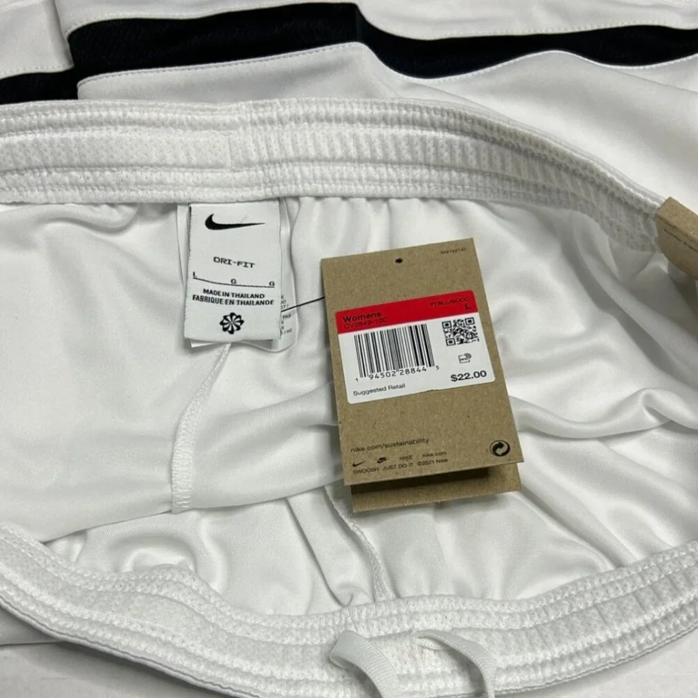 Nike White Athletic Shorts with Black Swoosh